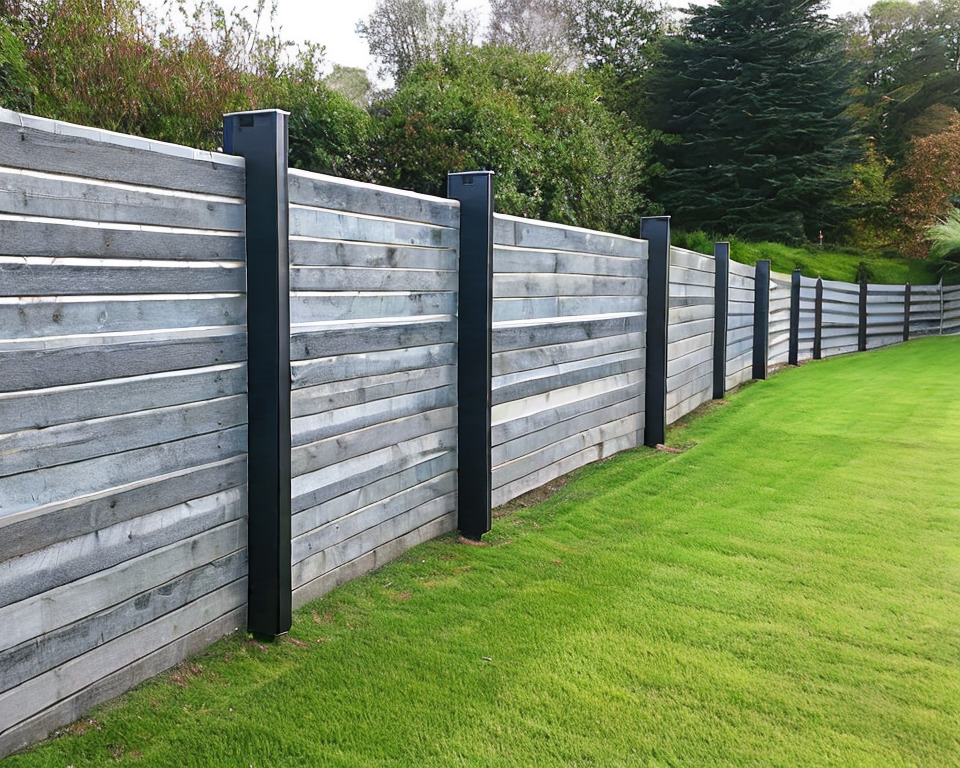 concrete retaining walls with steel posts